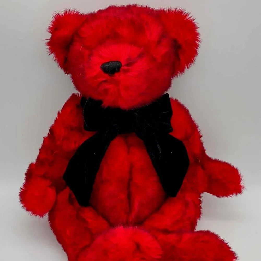 Dan Dee - RED stuffed Teddy Bear with velvet neck ribbon, 18